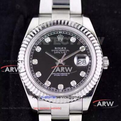 Perfect Replica Rolex 41mm Datejust Stainless Steel Watches Black Dial